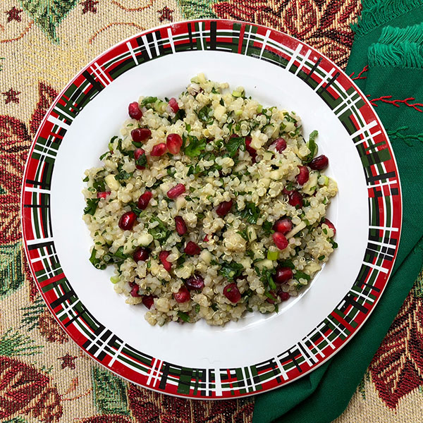 Image of quinoa salad on a colorful plate