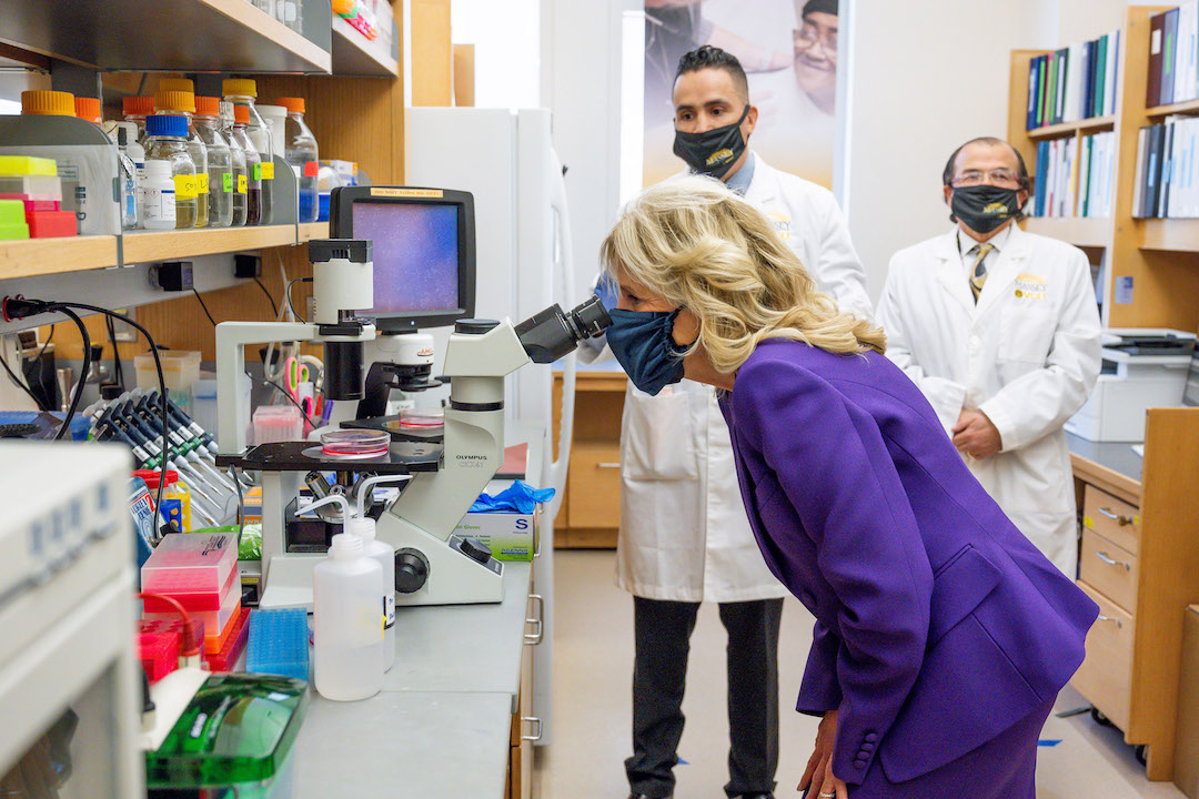 Dr. Jill Biden with researchers
