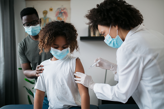 Child gets a vaccine