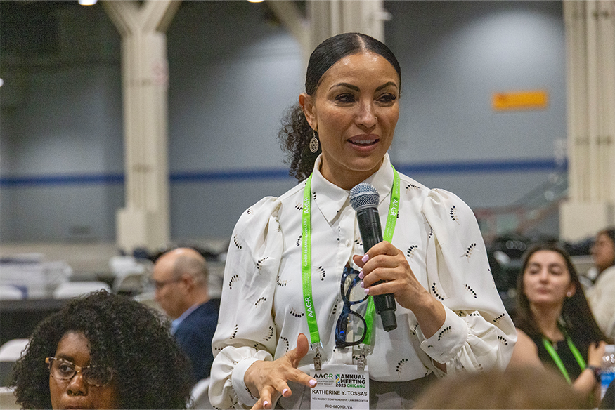 Katherine Y. Tossas, Ph.D., speaking with microphone