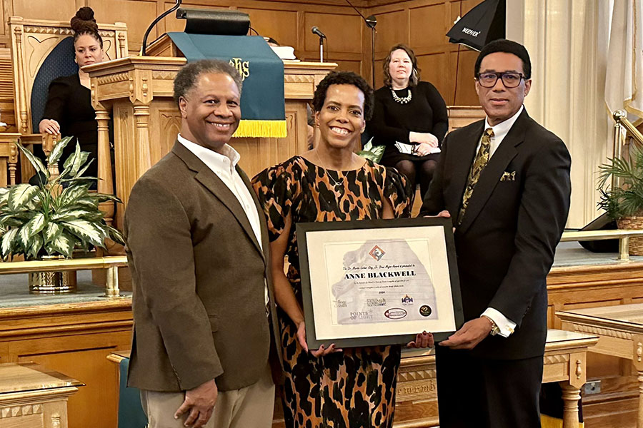 Facts and Faith Fridays recognized at MLK event. Robert A Winn, M.D. and Rudene Mercer Haynes, J.D. accepted the award on behalf of the program.