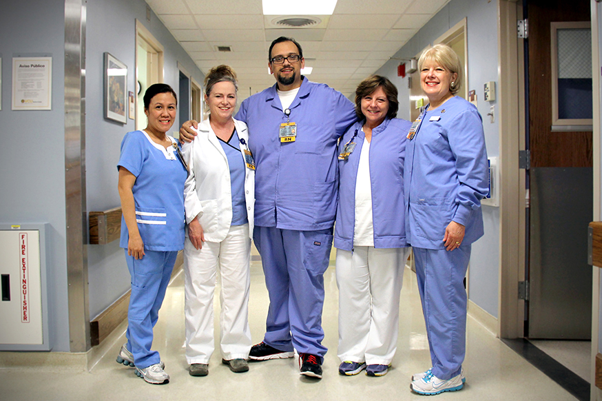 Nurses pictured in a hallway