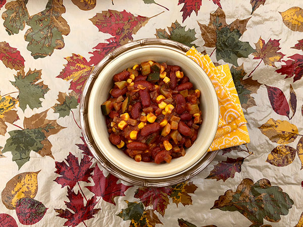 Vegetable chili in a bowl