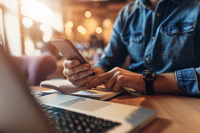 Man looking at phone